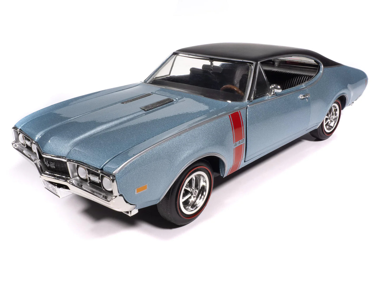 Auto World 1968 Oldsmobile 442 W30 Holiday Coupe - Teal Frost (1:18)