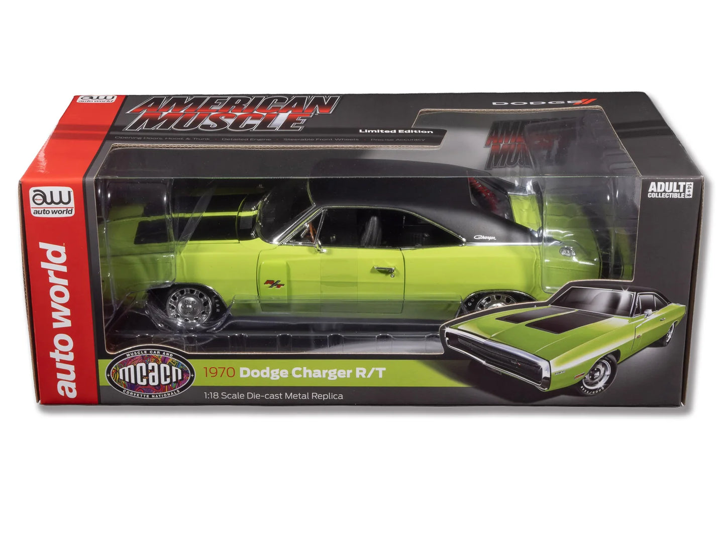 Auto World MCACN 1970 Dodge Charger R/T - Sublime Green (1:18)