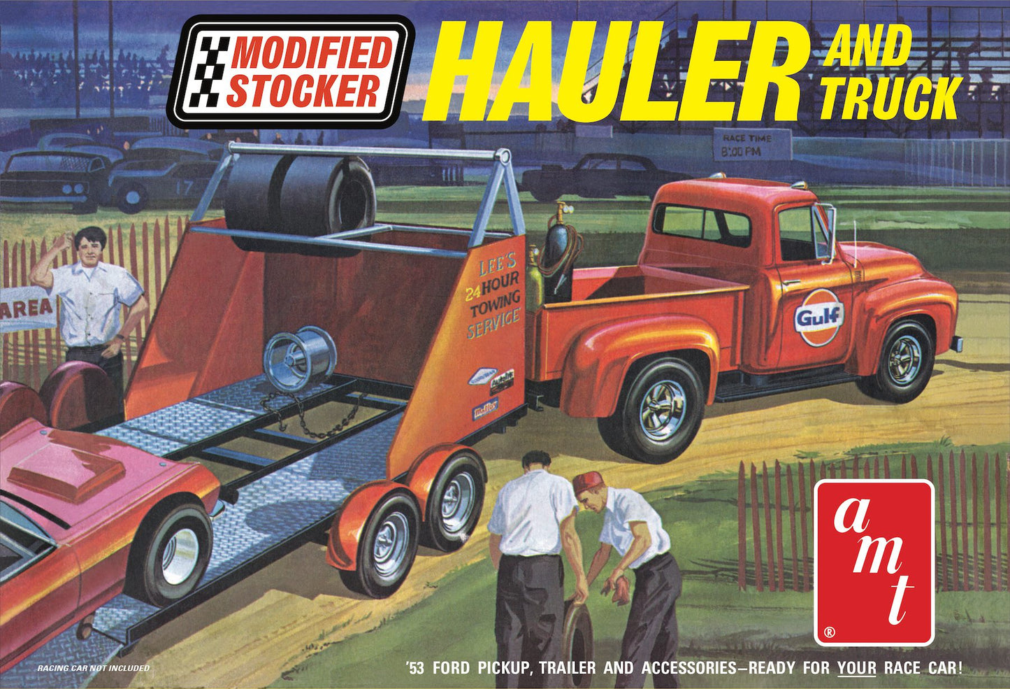 AMT Modified Stocker Gulf 1953 Ford Pickup with Hauler (1:25)