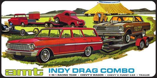 AMT Indy Drag Combo - Chevy II Wagon, Chevy II Funny Car & Trailer (1:25)