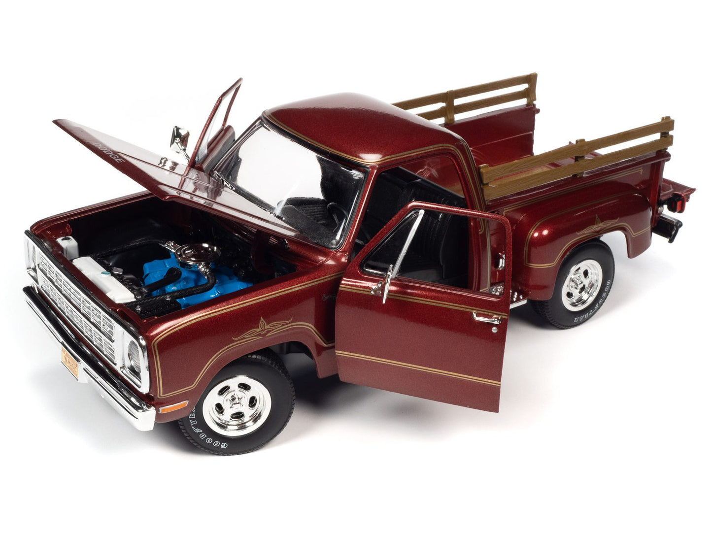 Auto World 1979 Dodge Warlock II D100 Utiline - Canyon Red with Gold Striping and Filigree (1:18)