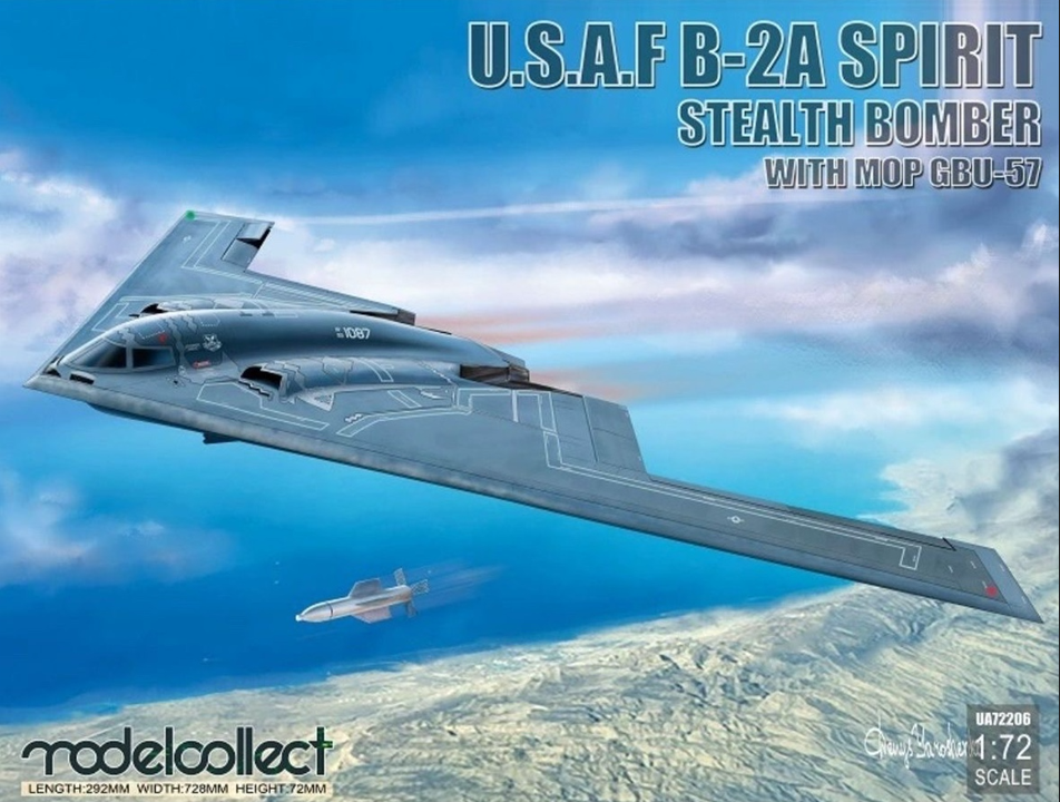 ModelCollect U.S.A.F B-2A Spirit Stealth Bomber with MOP GBU-57 (1:72)