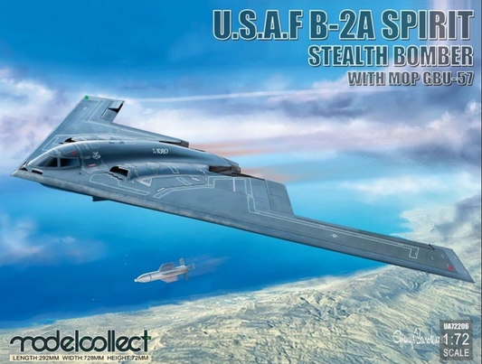ModelCollect U.S.A.F B-2A Spirit Stealth Bomber with MOP GBU-57 (1:72)