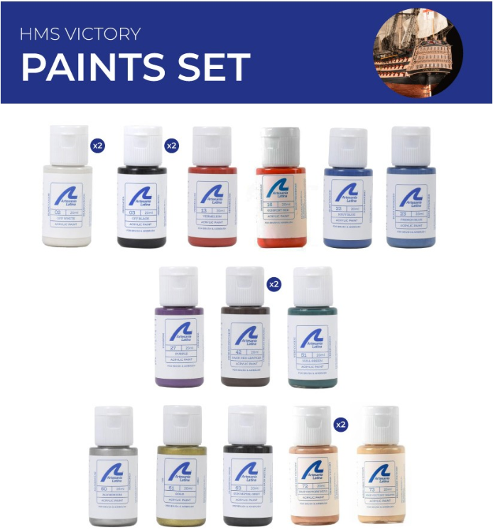 Artesanía Latina HMS Victory Acrylic Paints Set - 18 x 20ml Bottles