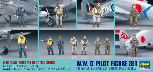 Hasegawa W.W. II Pilot Figure Set (Japanese, German, U.S./British Pilot Figures) (1:48)