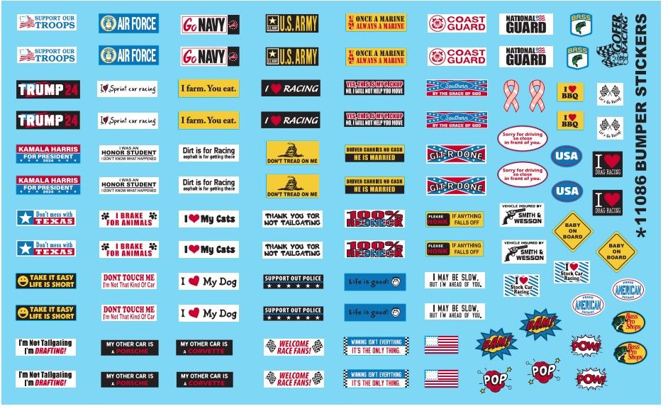 Gofer Racing Decals - Bumper Stickers (1:24 & 1:25)