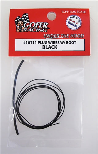 Gofer Racing Under the Hood - Plug Wires w/Boot - Black (1:24 & 1:25)