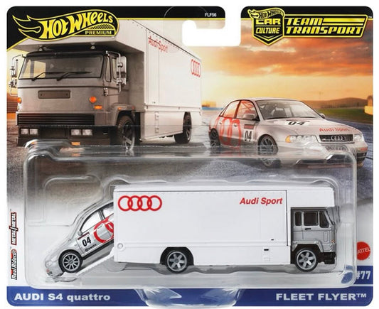 Hot Wheels Premium Car Culture Team Transport Audi S4 Quattro and Fleet Flyer (1:64)