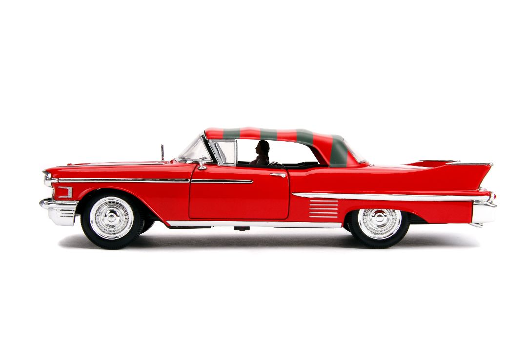 Jada Hollywood Rides A Nightmare on Elm Street Freddy Krueger & 1958 Cadillac Series 62 (1:24)
