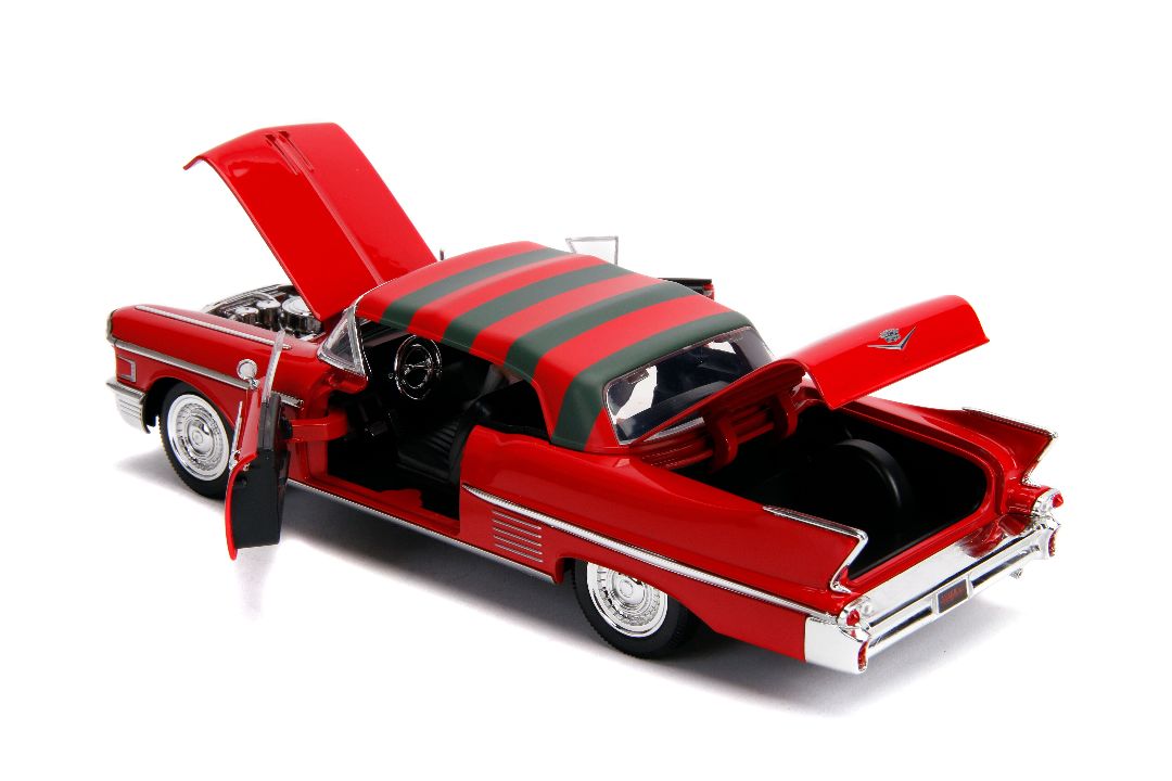 Jada Hollywood Rides A Nightmare on Elm Street Freddy Krueger & 1958 Cadillac Series 62 (1:24)