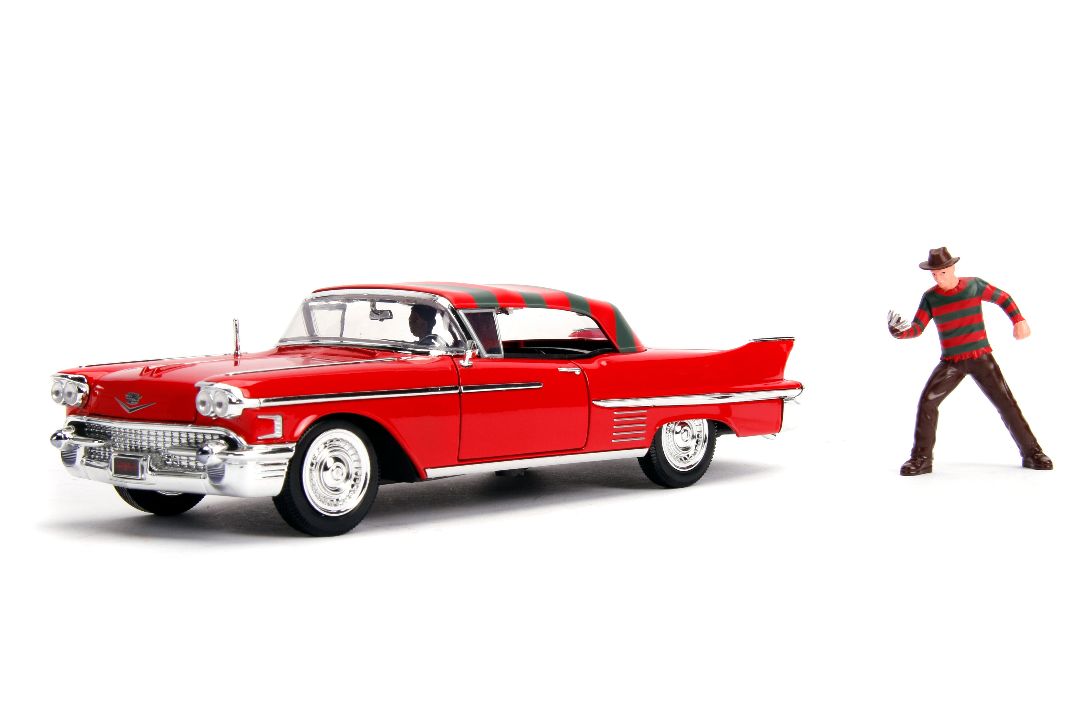 Jada Hollywood Rides A Nightmare on Elm Street Freddy Krueger & 1958 Cadillac Series 62 (1:24)