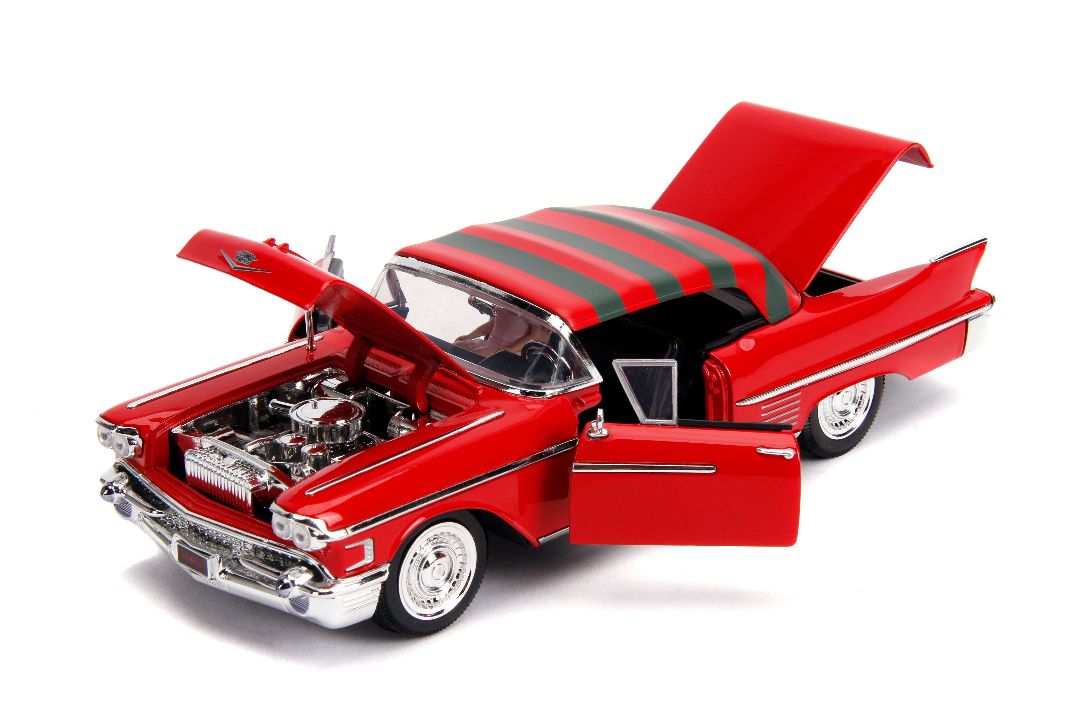 Jada Hollywood Rides A Nightmare on Elm Street Freddy Krueger & 1958 Cadillac Series 62 (1:24)