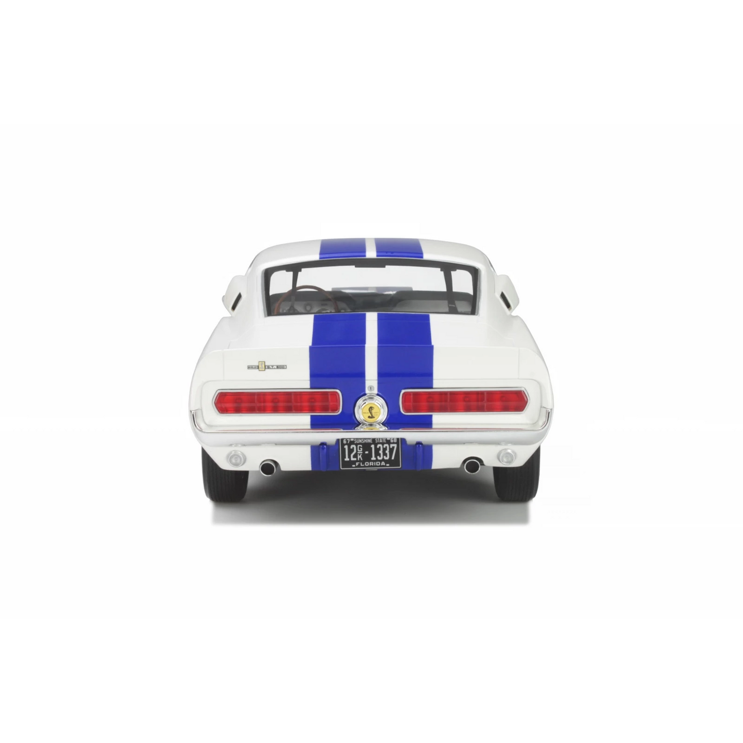 OttOmobile 1967 Ford Shelby Mustang GT500 - Wimbledon White with Blue Stripes (1:12)