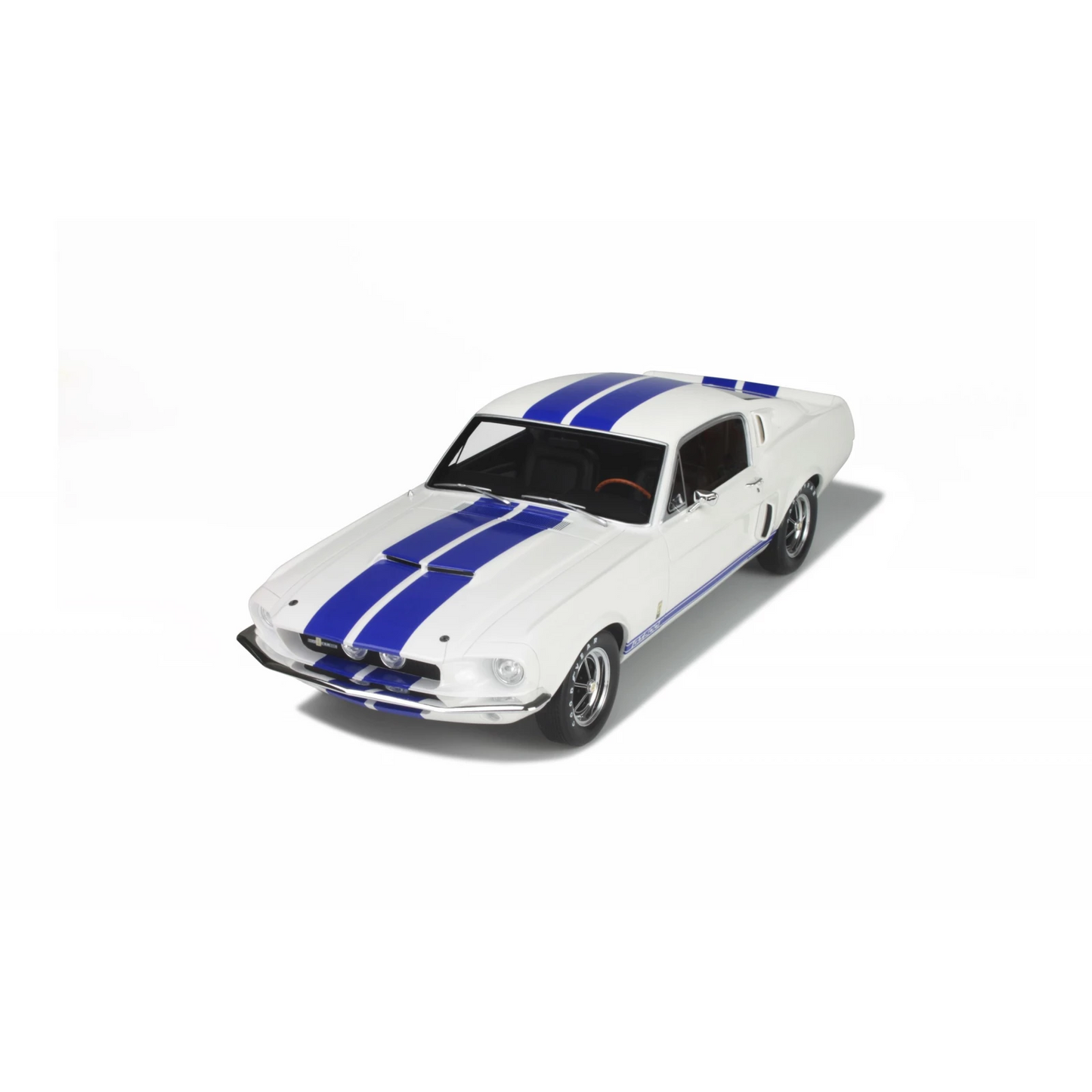 OttOmobile 1967 Ford Shelby Mustang GT500 - Wimbledon White with Blue Stripes (1:12)