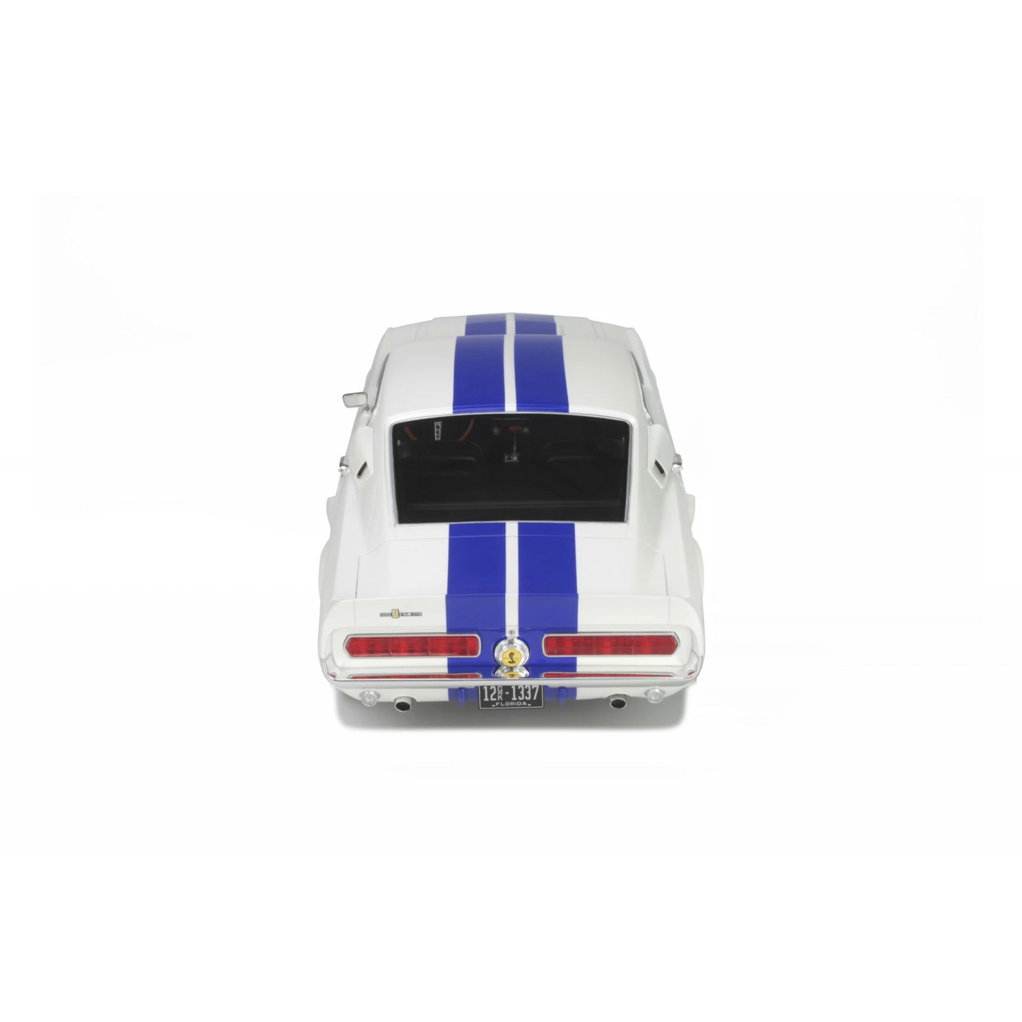 OttOmobile 1967 Ford Shelby Mustang GT500 - Wimbledon White with Blue Stripes (1:12)