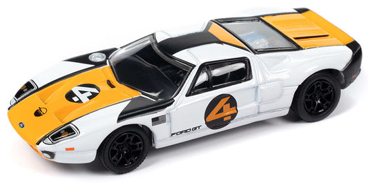 Johnny Lightning 2005 Ford GT - Custom White with Black and Orange (1:64)