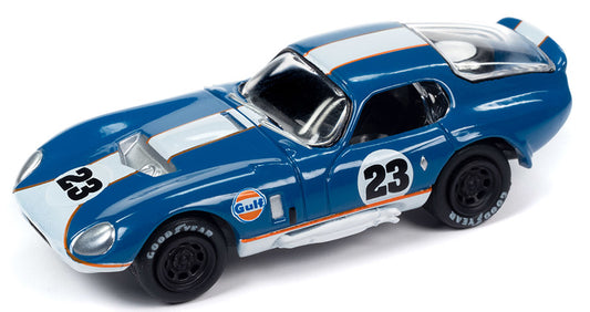 Johnny Lightning 1965 Shelby Cobra Daytona Coupe - Gulf Corporate Blue with White and Orange Stripe (1:64)
