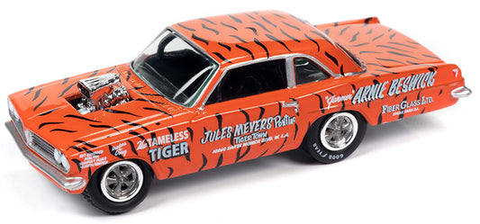 Johnny Lightning 1963 Pontiac Tempest - Custom Orange with Tiger Stripes (1:64)