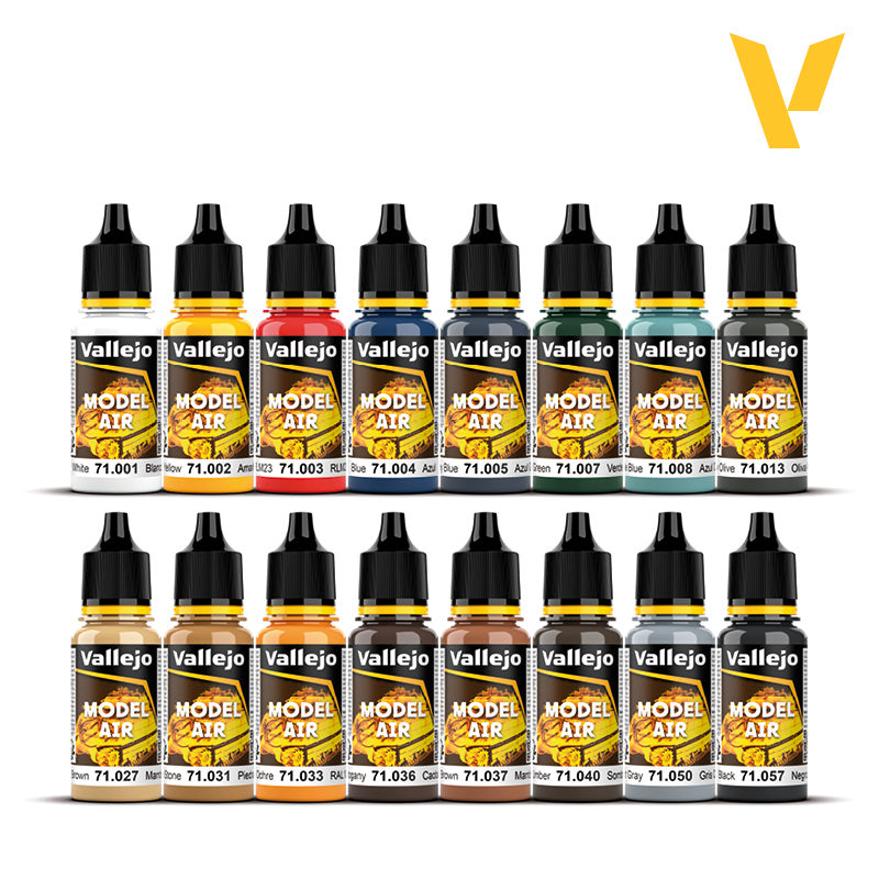 Vallejo Model Air Set - 16 Colors (18ml Each)