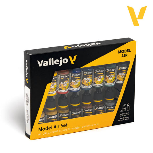 Vallejo Model Air Set - 16 Colors (18ml Each)