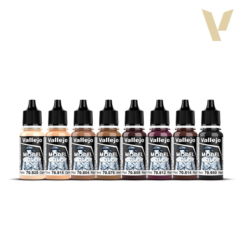 Vallejo Figure Color Series Face Painting Set - 8 Colors (18ml Each)