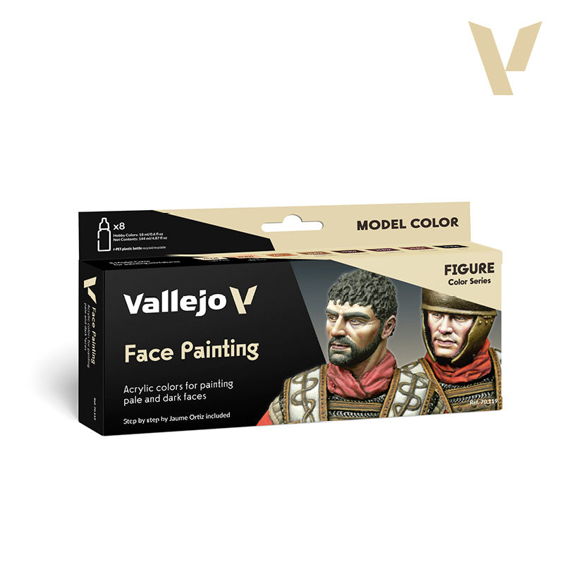 Vallejo Figure Color Series Face Painting Set - 8 Colors (18ml Each)