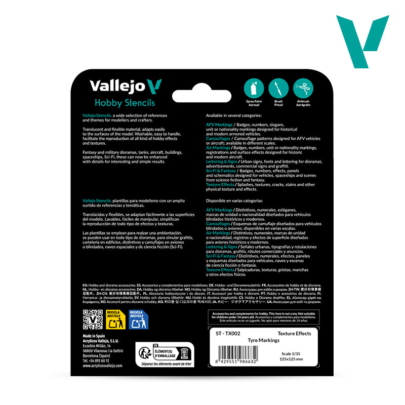 Vallejo Hobby Stencils - Tire Markings (1:35)