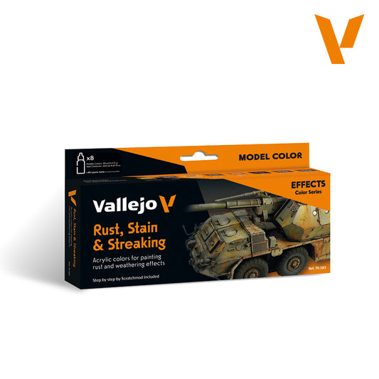 Vallejo Model Color Rust, Stain & Streaking Set - 8 Colors (18ml Each)