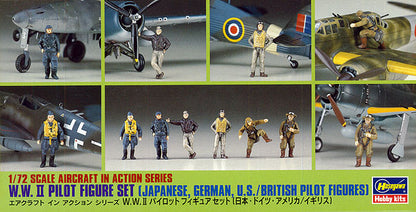 Hasegawa W.W. II Pilot Figure Set (Japanese, German, U.S./British Pilot Figures) (1:72)