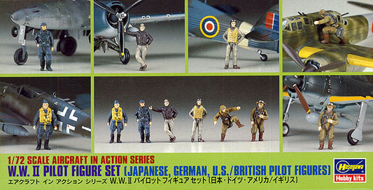 Hasegawa W.W. II Pilot Figure Set (Japanese, German, U.S./British Pilot Figures) (1:72)